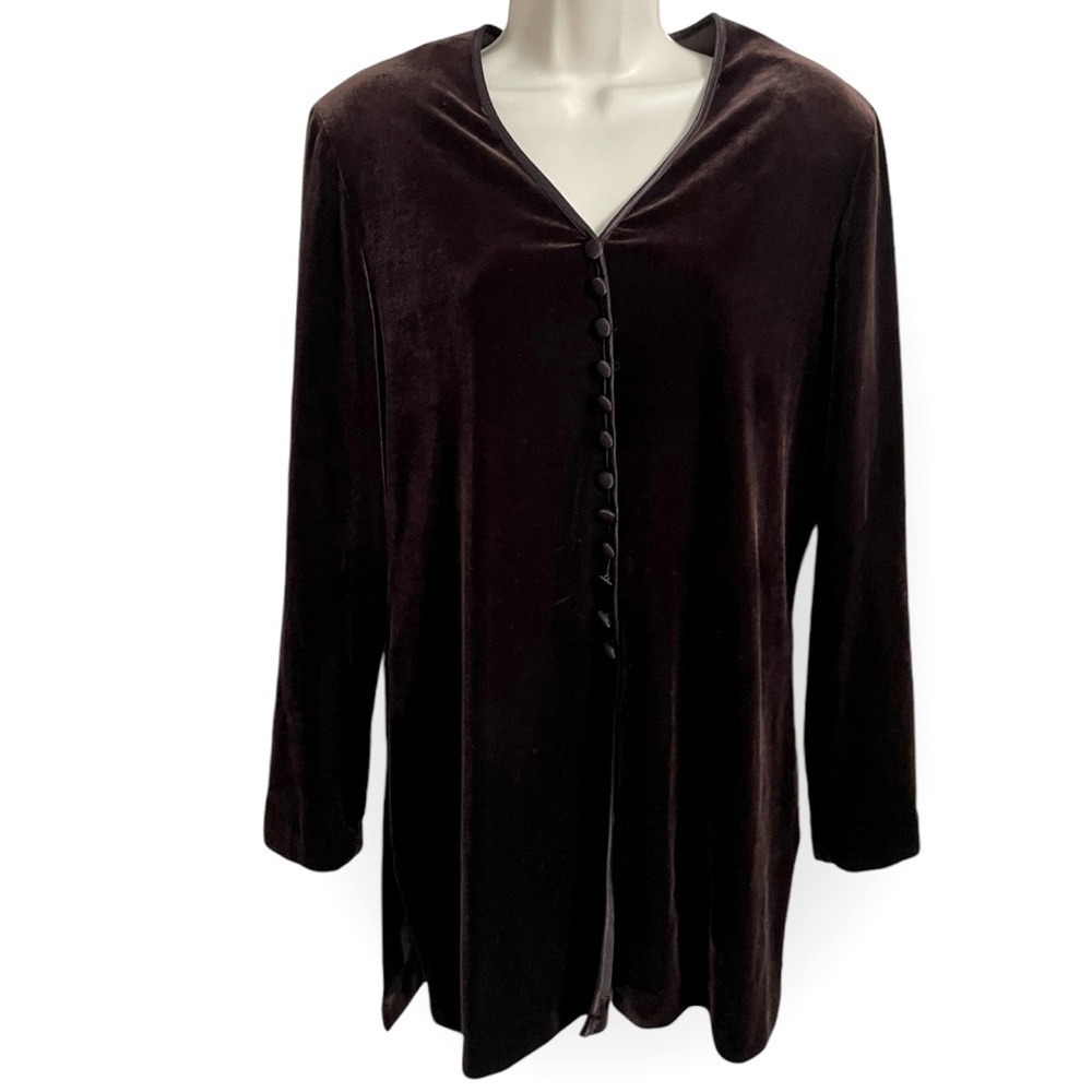 Nina Piccalino women’s vintage long sleeve velvet button down blouse size 10